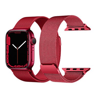 Piili Apple Watch Metal Kayış 42/44/45 - Kırmızı