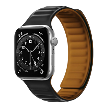 Piili Apple Watch 42-44-45-49 mm Silikon Kayış Siy