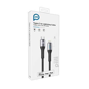 Piili Type-C to Lightning Cable 1m. - Siyah