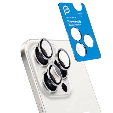 Piili iPhone 15 Pro/Max Safir Lens Koruyucu-Gümüş