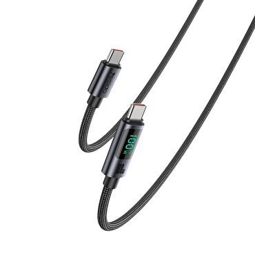Yesido 1.2M 100W Dijital Hızlı Şarj Kablo-Siyah