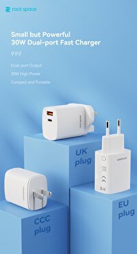 Rock Space 30W PD/USB-A Hızlı Şarj Cihazı - Beyaz