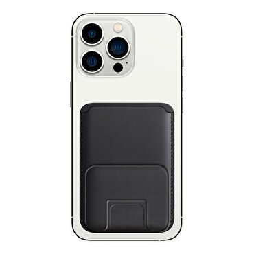 Buff iPhone WalletMag Stand Deri Cüzdan - Siyah