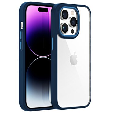 Buff iPhone 14 Pro Max Hybrid Corner Mavi Şeffaf Kılıf