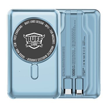 Buff 10000mAh Magsafe Ekranlı Powerbank - Mavi