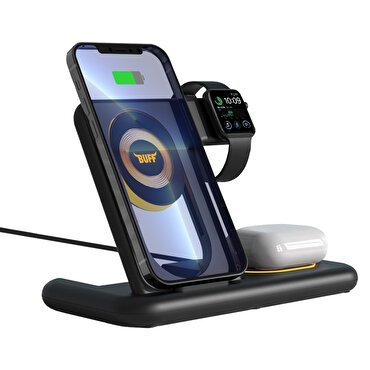 Buff  5in1 Kablosuz Led Işıklı Hızlı Şarj Standı