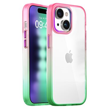 Buff iPhone 15 Plus Air Bumber Rainbow Kılıf-Yeşil