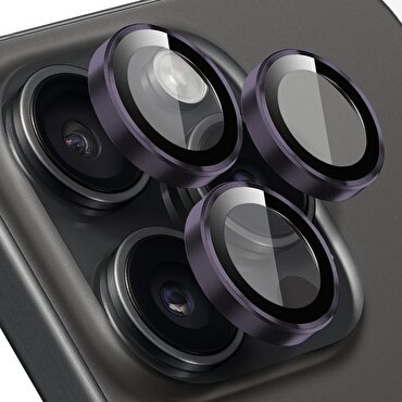 Buff iPhone 15 Pro/Max Metal Lens Koruyucusu-Mor