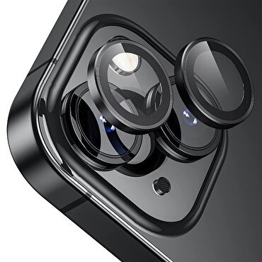 Buff iPhone 15/Plus Metal Lens Koruyucusu - Siyah