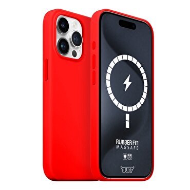 Buff iPhone 15 Pro Magsafe Rubber Fit - Kırmızı