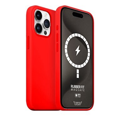 Buff iPhone 15 Pro Max Magsafe Rubber Fit - Kırmız