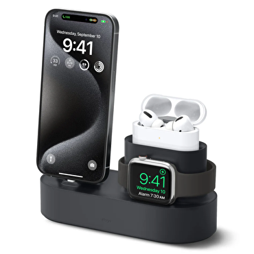 Elago Apple Silikon 3n1 Şarj Standı - Siyah