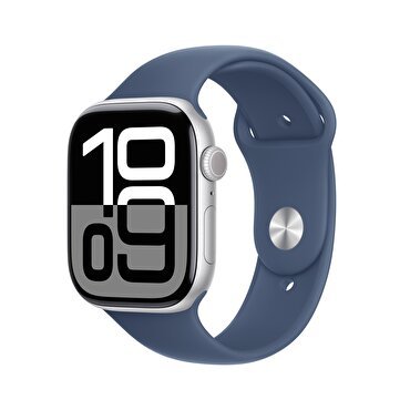 Apple Watch Series 10 GPS + Cellular 42mm Gümüş Rengi Alüminyum Kasa  Kot Rengi Spor Kordon - S/M 