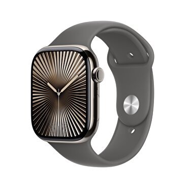 Apple Watch Series 10 GPS + Cellular 46mm Natürel Titanyum Kasa  Taş Grisi Spor Kordon - M/L 
