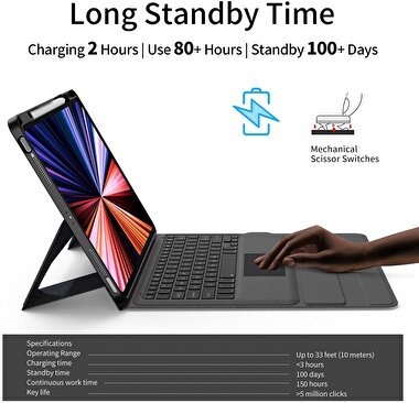 Daphnela iPad Air 13 6.Nesil Klavyeli Kılıf-Siyah 763250073650