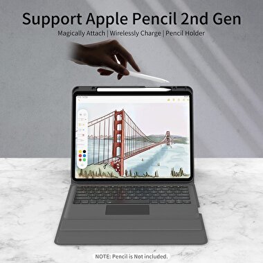 Daphnela iPad Air 13 6.Nesil Klavyeli Kılıf-Siyah 763250073650