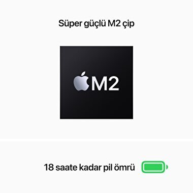 Apple MacBook Air 13' M2 Çip 8 Çekirdekli CPU 8 Çekirdekli GPU 16 GB Bellek 256GB SSD Uzay Grisi  MC7U4TU/A