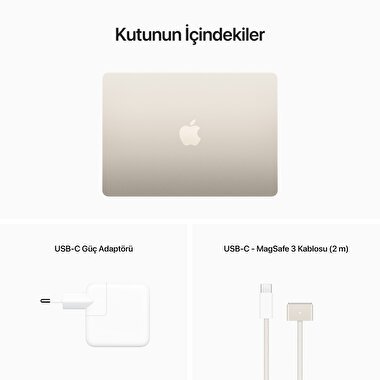 Apple MacBook Air 13' M2 Çip 8 Çekirdekli CPU 8 Çekirdekli GPU 16 GB Bellek 256GB SSD Yıldız Işığı  MC7W4TU/A