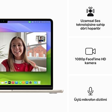 Apple MacBook Air 13' M3 Çip 8 Çekirdekli CPU 10 Çekirdekli GPU 24GB Bellek 512GB SSD Yıldız Işığı  MC8P4TU/A