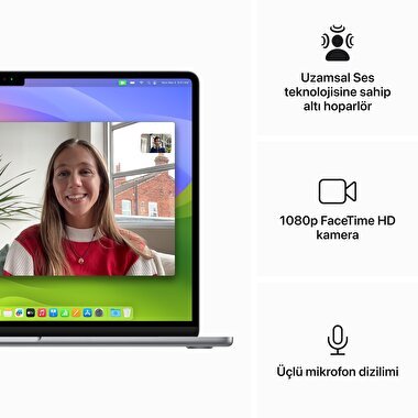 Apple MacBook Air 15' M3 Çip 8 Çekirdekli CPU 10 Çekirdekli GPU 16GB Bellek 256GB SSD Uzay Grisi  MC9D4TU/A