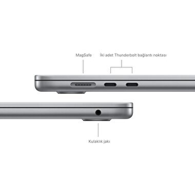 Apple MacBook Air 15' M3 Çip 8 Çekirdekli CPU 10 Çekirdekli GPU 16GB Bellek 256GB SSD Uzay Grisi  MC9D4TU/A