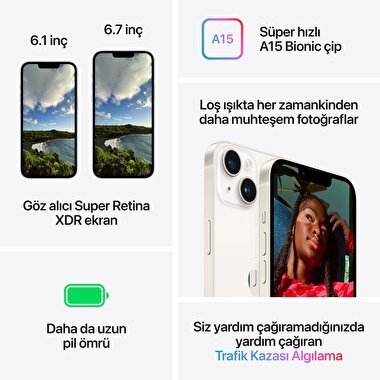 Apple iPhone 14 128GB Gece Yarısı  MPUF3TU/A