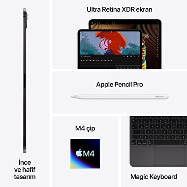 Apple 13 inç iPad Pro M4 WiFi 2TB  Standard  Cam Uzay Siyahı  MVX83TU/A