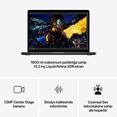 MacBook Pro 14 inç M4 Çip 10CPU 10GPU 16GB Bellek 512GB SSD Uzay Grisi  MW2U3TU/A
