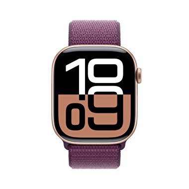 Apple Watch Series 10 GPS 42mm Roze Altın Rengi Alüminyum Kasa  Kırmızı Erik Spor Loop  MWWK3TU/A