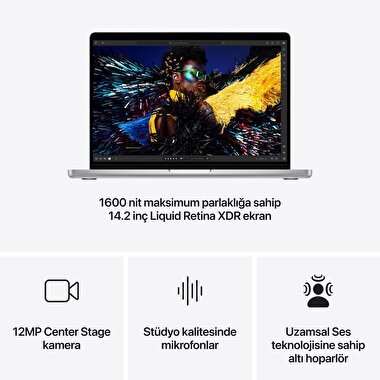 MacBook Pro 14 inç M4 Max Çip 14CPU 32GPU 36GB Bellek 1TB SSD Gümüş MX2G3TU/A