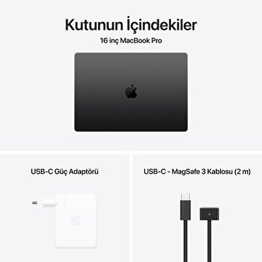 MacBook Pro 16 inç M4 Pro Çip 14CPU 20GPU 48GB Bellek 512GB SSD Uzay Siyahı  MX2Y3TU/A