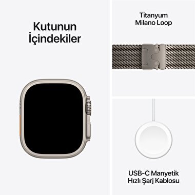 Apple Watch Ultra 2 GPS + Cellular 49mm Natürel Titanyum Kasa  Natural Titanium Milano Loop - M  MX5R3TU/A