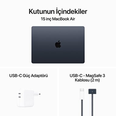 MacBook Air 15 inç M3 Çip 8CPU 10GPU 16GB Bellek 512GB SSD Gece Yarısı  MXD43TU/A