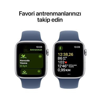 Apple Watch SE GPS 40mm Gümüş Rengi Alüminyum Kasa  Kot Rengi Spor Kordon - S/M  MXEC3TU/A