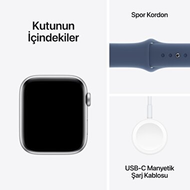 Apple Watch SE GPS 40mm Gümüş Rengi Alüminyum Kasa  Kot Rengi Spor Kordon - S/M  MXEC3TU/A