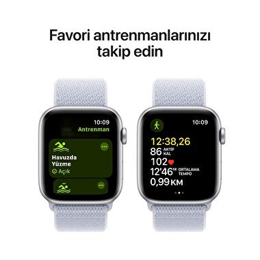 Apple Watch SE GPS 40mm Gümüş Rengi Alüminyum Kasa  Bulut Mavisi Spor Loop  MXEE3TU/A