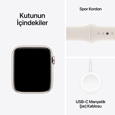 Apple Watch SE GPS 40mm Yıldız Işığı Alüminyum Kasa  Yıldız Işığı Spor Kordon - M/L  MXEG3TU/A