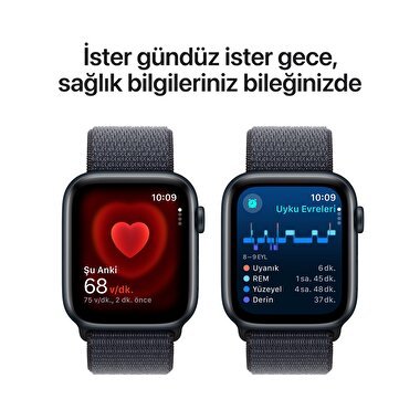 Apple Watch SE GPS 44mm Gece Yarısı Alüminyum Kasa  Mürekkep Moru Spor Loop  MXEP3TU/A