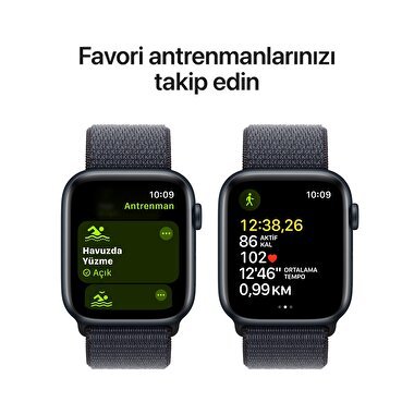 Apple Watch SE GPS 44mm Gece Yarısı Alüminyum Kasa  Mürekkep Moru Spor Loop  MXEP3TU/A