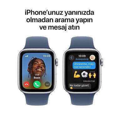 Apple Watch SE GPS + Cellular 40mm Gümüş Rengi Alüminyum Kasa  Kot Rengi Spor Kordon - M/L  MXGG3TU/A