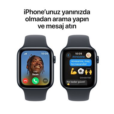 Apple Watch SE GPS + Cellular 44mm Gece Yarısı Alüminyum Kasa  Gece Yarısı Spor Kordon - M/L  MXGM3TU/A