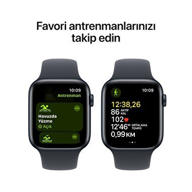 Apple Watch SE GPS + Cellular 44mm Gece Yarısı Alüminyum Kasa  Gece Yarısı Spor Kordon - M/L  MXGM3TU/A