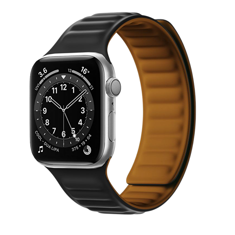 Piili Apple Watch 42-44-45-49 mm Silikon Kayış Siy 6944629154550