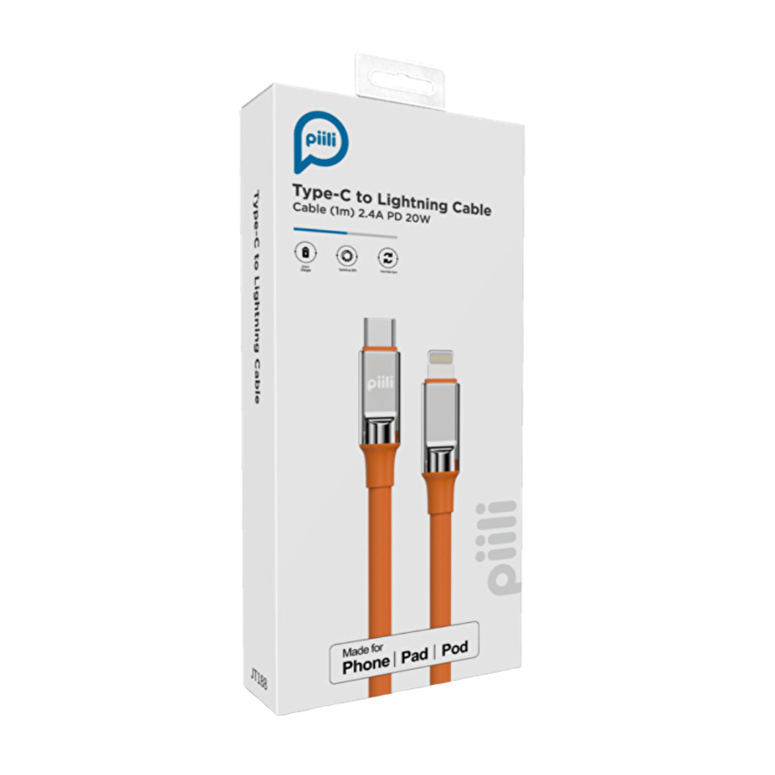 Piili Type-C to Lightning Kablo 1m. - Turuncu 6944629159197