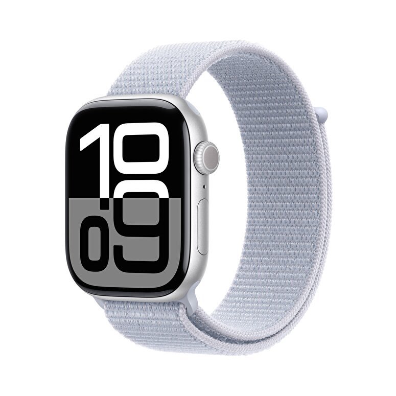 Apple Watch Series 10 GPS 42mm Gümüş Rengi Alüminyum Kasa  Bulut Mavisi Spor Loop  MWWD3TU/A